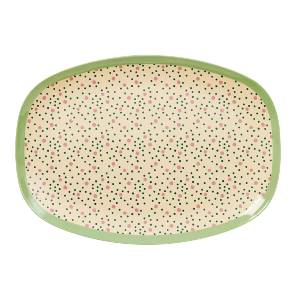 Rice Rectangular Melamine Plate Connecting Dots Print