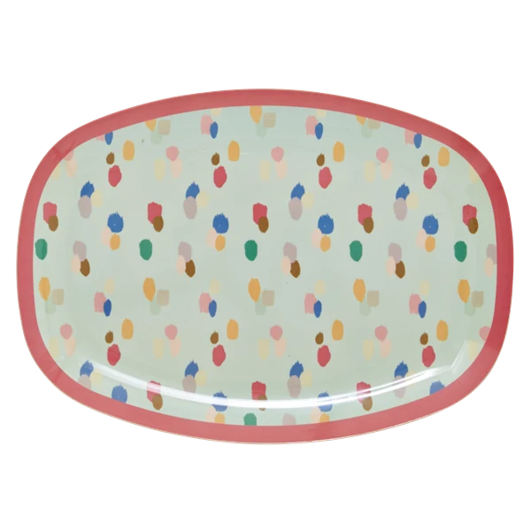 Rice Rectangular Melamine Plate Dapper Dot Print