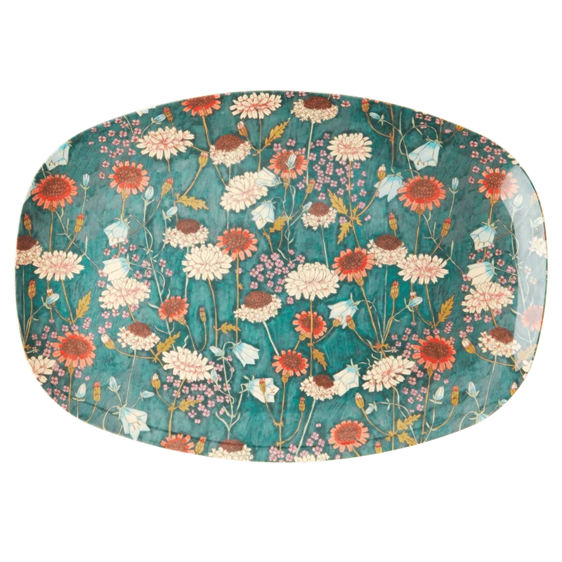 Rice rectangular melamine plate fall flower print