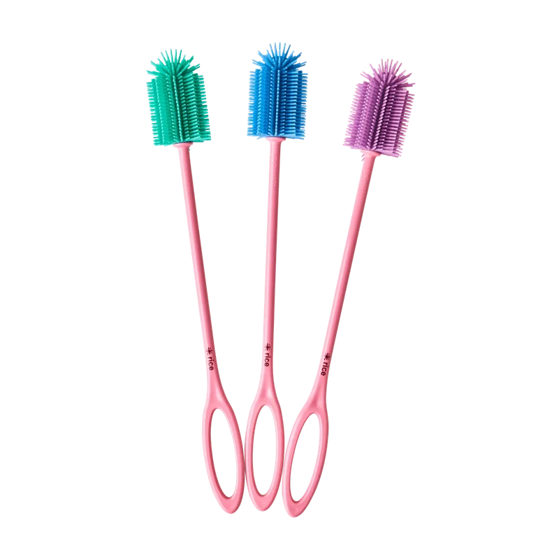 Rice silicone bottle cleaner 3 assorted colors