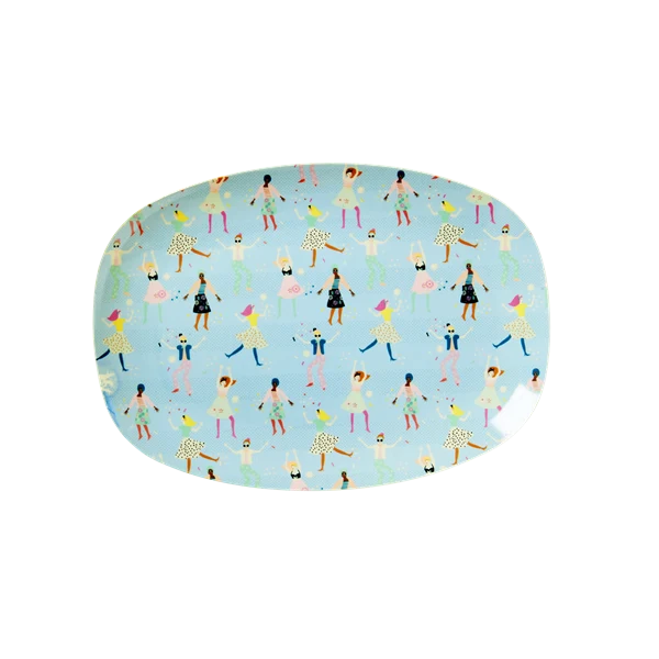 Rice Small Rectangular Melamine Plate Dancers Print
