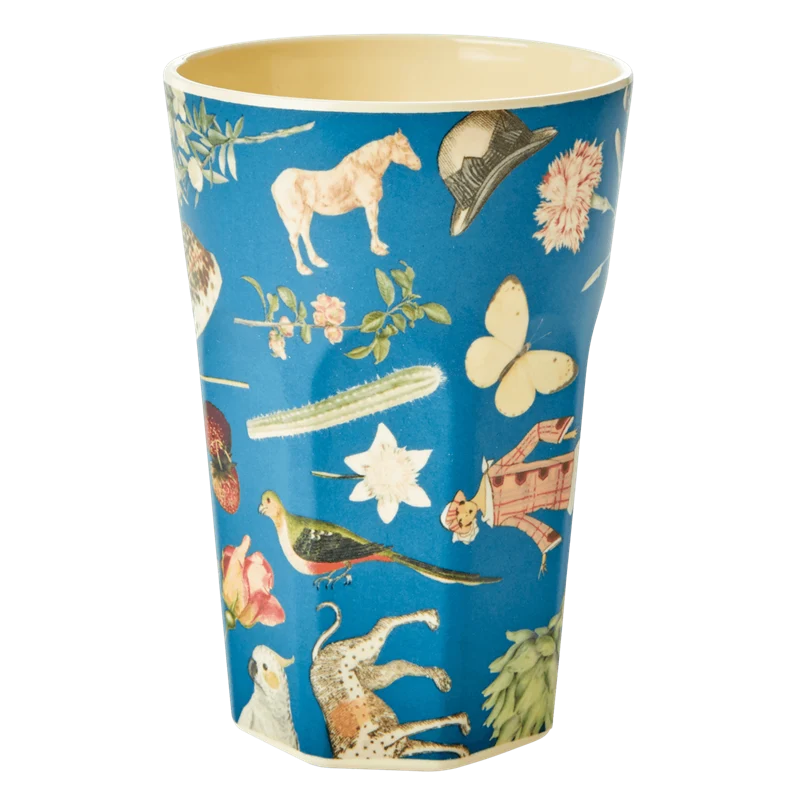 Rice tall melamine cup art print blue