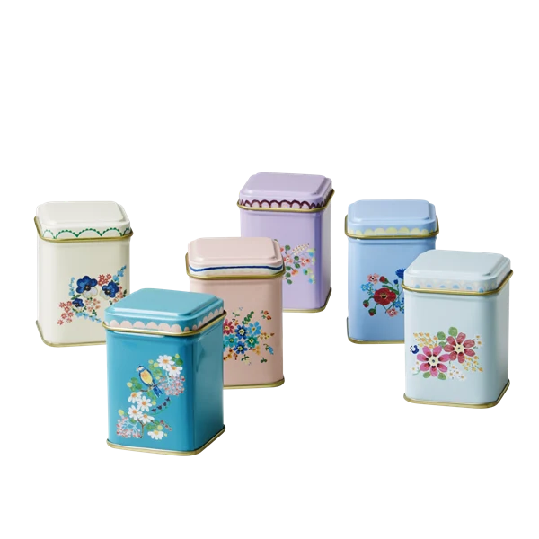 Rice Tin Spice Jar Beautiful Print 5 Assorted Colors Lavendel