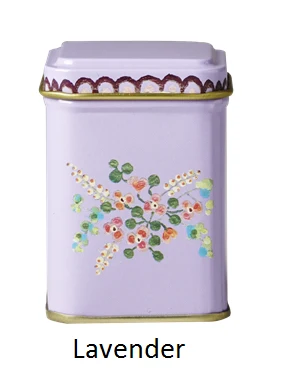 Rice Tin Spice Jar Beautiful Print 5 Assorted Colors Lavendel