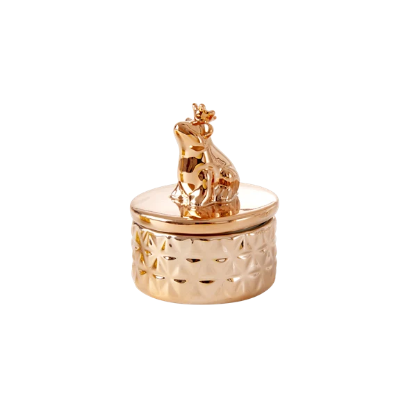 Rice Tiny Copper Porcelain Jewelry Box Frog On Lid