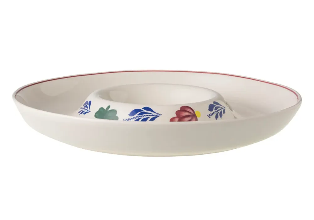 Royal Boch Boerenbont Apero-schaal van 33cm Crème met decor Aardewerk