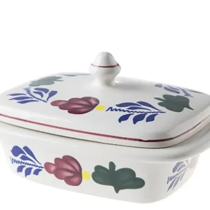 Royal Boch Boerenbont Boterpot 17,5X12cm Crème met decor Aardewerk