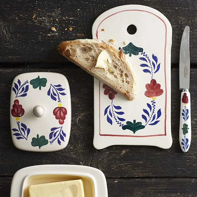 Royal Boch Boerenbont Boterpot 17,5X12cm Crème met decor Aardewerk