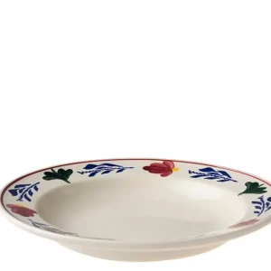 Royal Boch Boerenbont Set 6 Diepe borden van 24cm Crème met decor Aardewerk