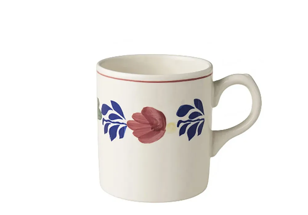 Royal Boch Boerenbont Set 6 Mugs recht 0,33l Crème met decor Aardewerk