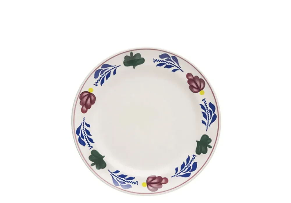Royal Boch Boerenbont Set 4 Platte borden van 17,5cm Crème met decor Aardewerk