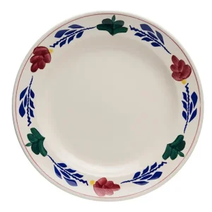 Royal Boch Boerenbont Set 6 Platte borden van 25,5cm Crème met decor Aardewerk