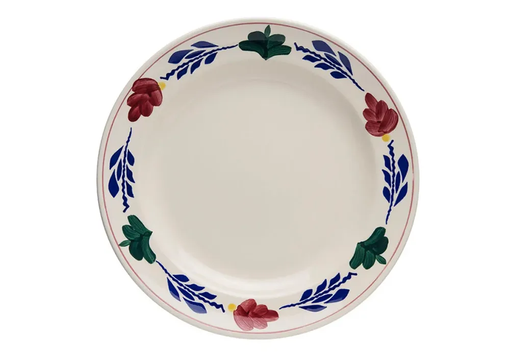 Royal Boch Boerenbont Set 6 Platte borden van 25,5cm Crème met decor Aardewerk