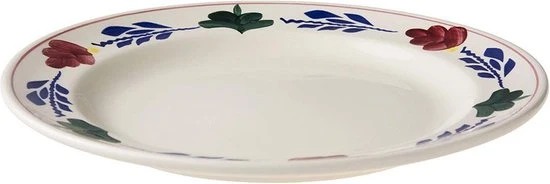 Royal Boch Boerenbont Set 6 Platte borden van 25,5cm Crème met decor Aardewerk