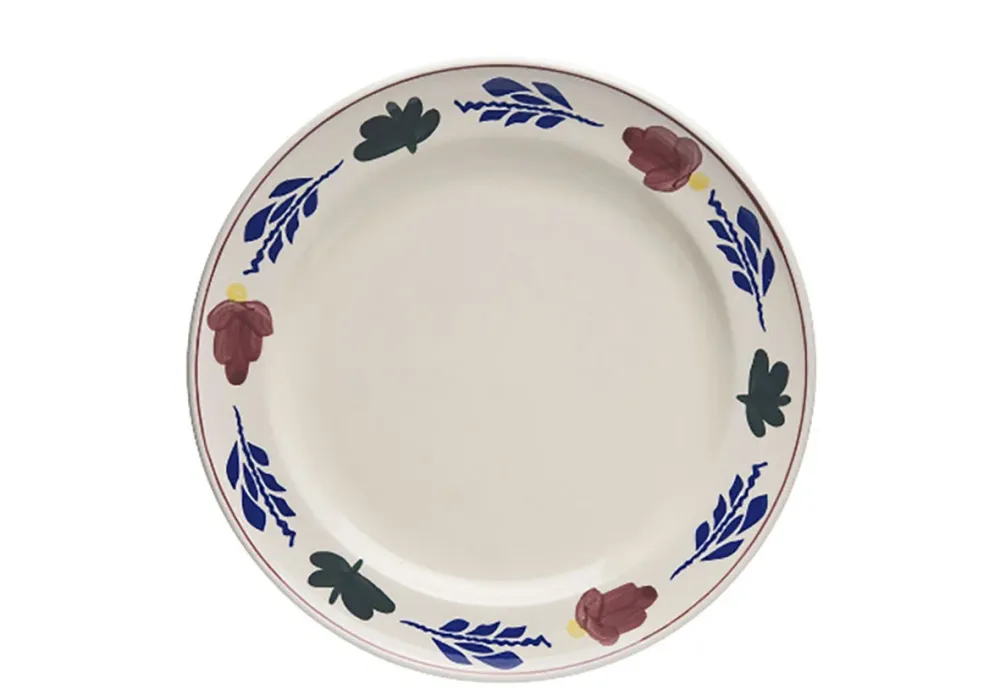 Royal Boch Boerenbont Set 6 Platte borden van 27cm Crème met decor Aardewerk