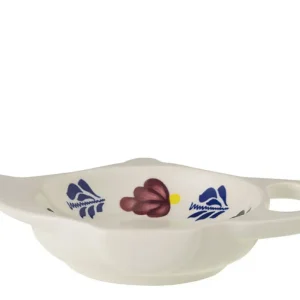 Royal Boch Boerenbont Set 6 Schaaltjes voor theezakje van 8cm Crème met decor Aardewerk