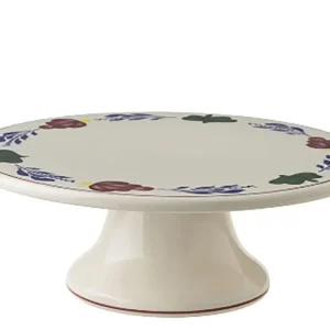 Royal Boch Boerenbont Taartschotel op voet van 23 cm Crème met decor Aardewerk