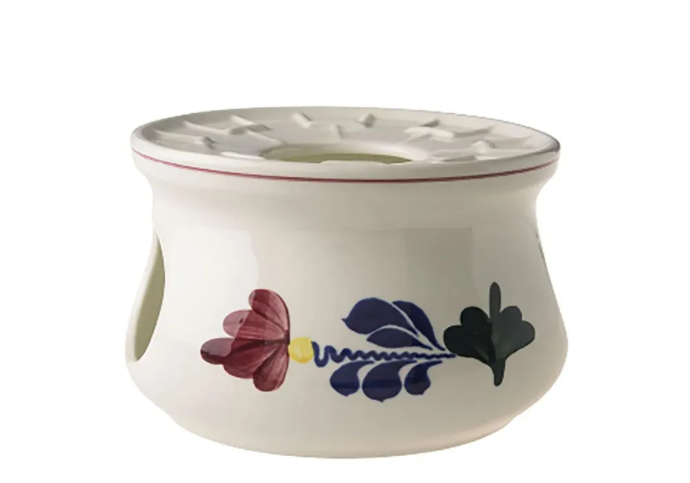 Royal Boch Boerenbont Theeverwarmer Crème met decor Aardewerk