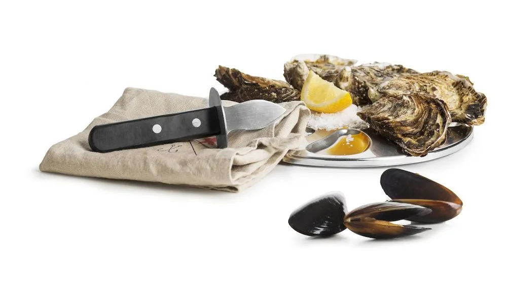 Sagaform Oester set: serveerschaal, oestermes en linnen servet