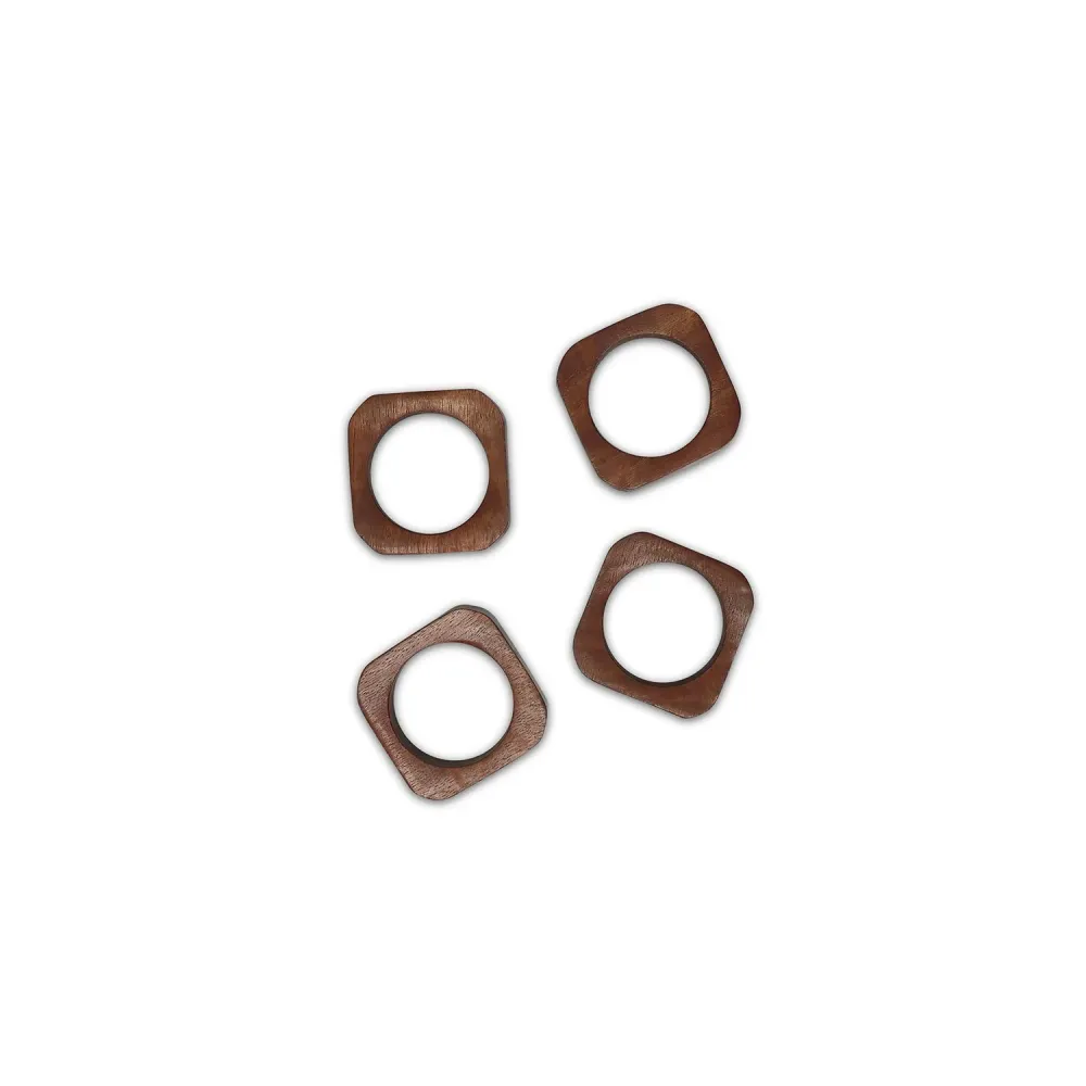 Salt&Pepper Servetring 4,5x4,5cm vierkant hout - set/4 Salt & Pepper