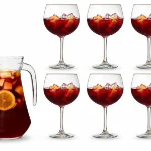 Sangriaset Karaf 1.6 Liter + Sangria Glazen 700 ml - 6 Stuks