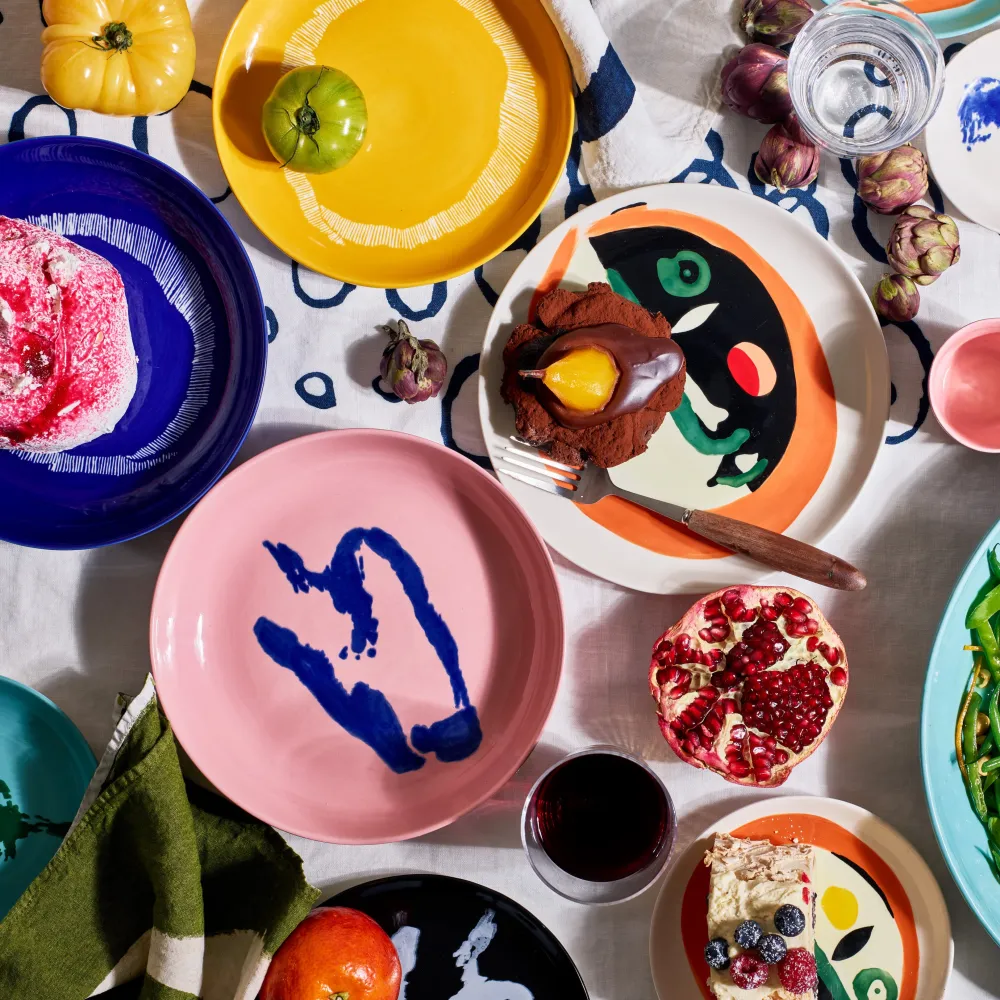Serax Feast Collectie Ottolenghi Hoog Delicious Pink Paprika Blauw Bord l22 x b22 x h4 cm