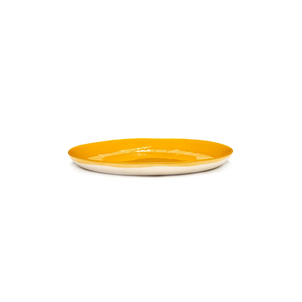 Serax Feast Collectie Ottolenghi Sunny Yellow Swirl Stripes Wit Bord M l22,5 x b22,5 x h2 cm