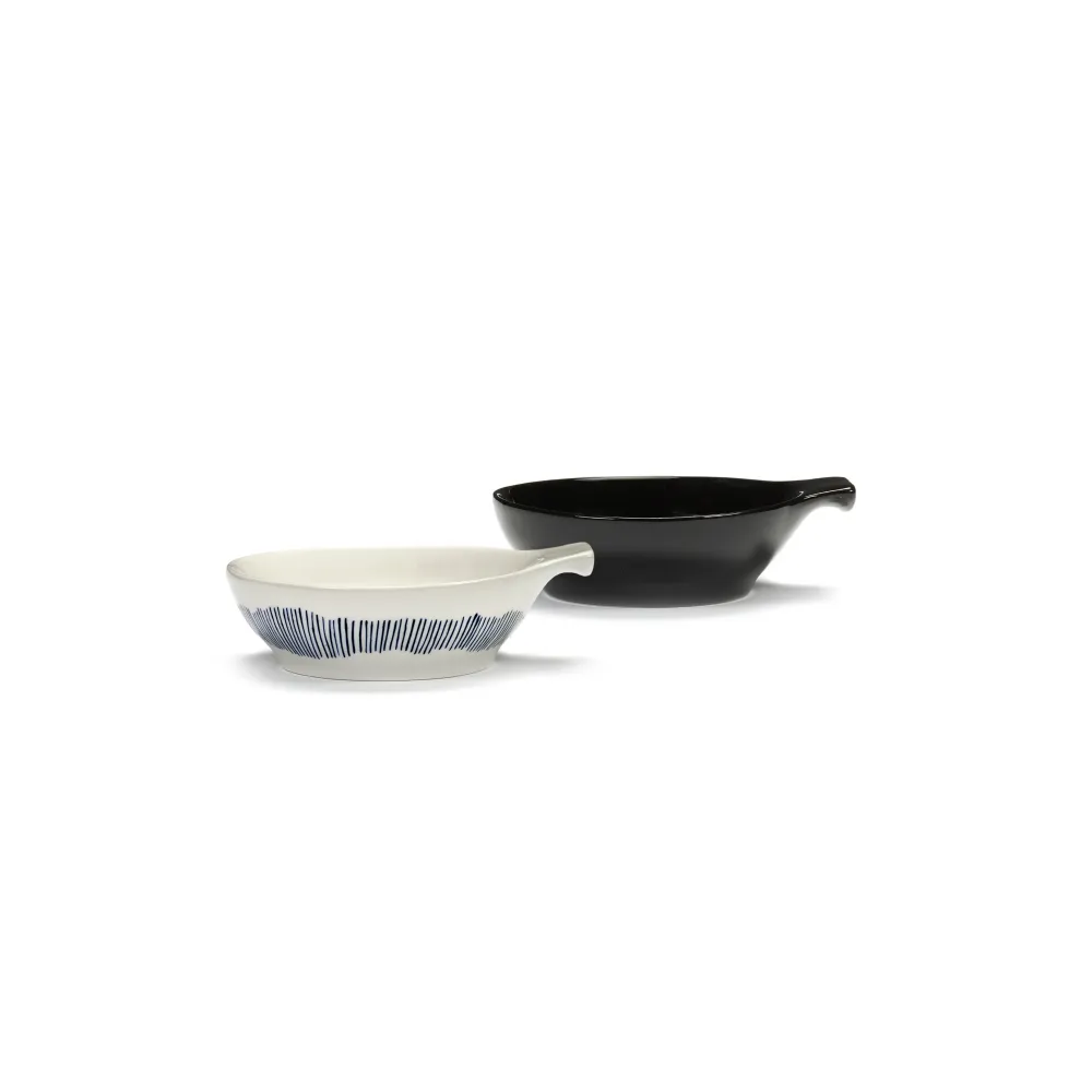 Serax Feast Collectie Ottolenghi Wit Swirl Stripes Blauw Tapasbord L l13 x b11 h3,5 cm