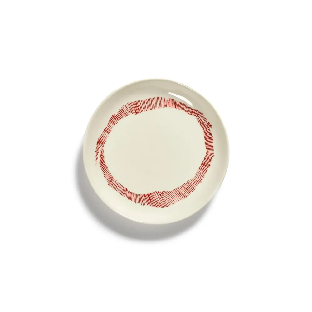 Serax Feast Collectie Ottolenghi Wit Swirl Stripes Rood Bord XS l16 x b16 x h2 cm