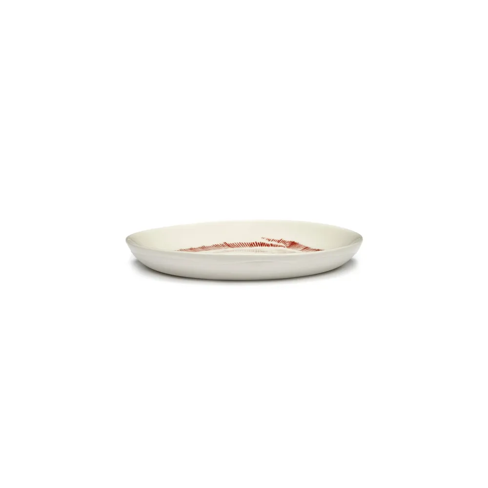 Serax Feast Collectie Ottolenghi Wit Swirl Stripes Rood Bord XS l16 x b16 x h2 cm
