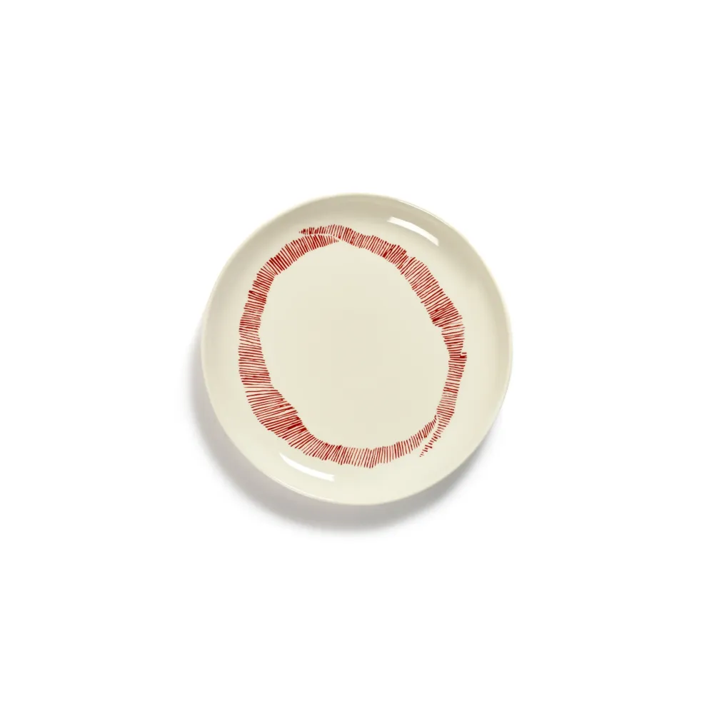 Serax Feast Collectie Ottolenghi Wit Swirl Stripes Rood Bord S l19 x b19 x h2 cm