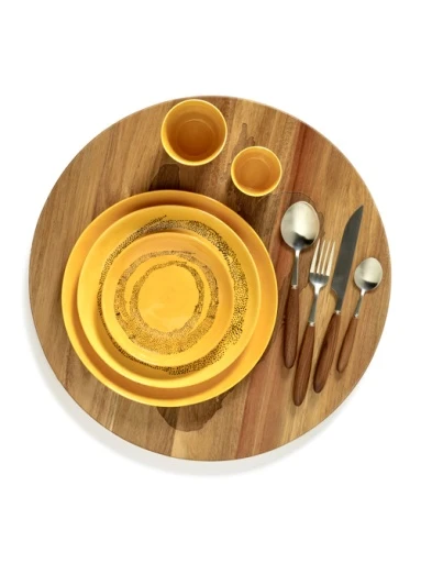 Serax - Ottolenghi - BORD XS GEEL DOTS ZWART FEAST - Set van 4