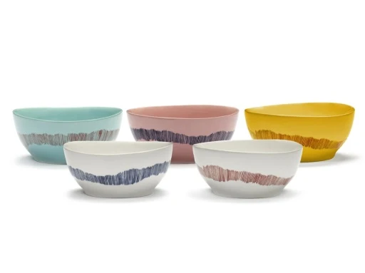 Serax - Ottolenghi - KOM S ROZE STRIPES BLAUW FEAST - Set van 4