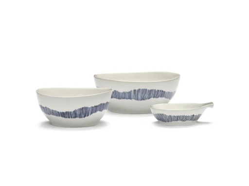 Serax - Ottolenghi - KOM S WIT STRIPES BLAUW FEAST - Set van 4