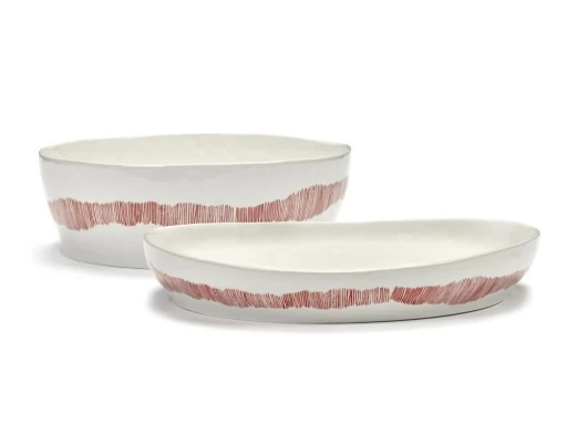 Serax - Ottolenghi - SERVEERKOM M WIT STRIPES ROOD FEAST
