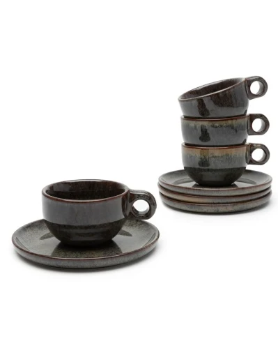 Serax - Sergio Herman - CAPPUCCINOKOP + SCHOTEL INDI GREY - Set van 4