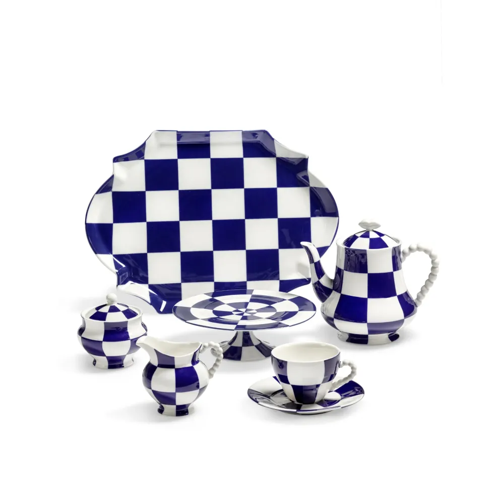 Serax Wouters & Hendrix Fête Des Bêtes Taartschaal Blauw Wit