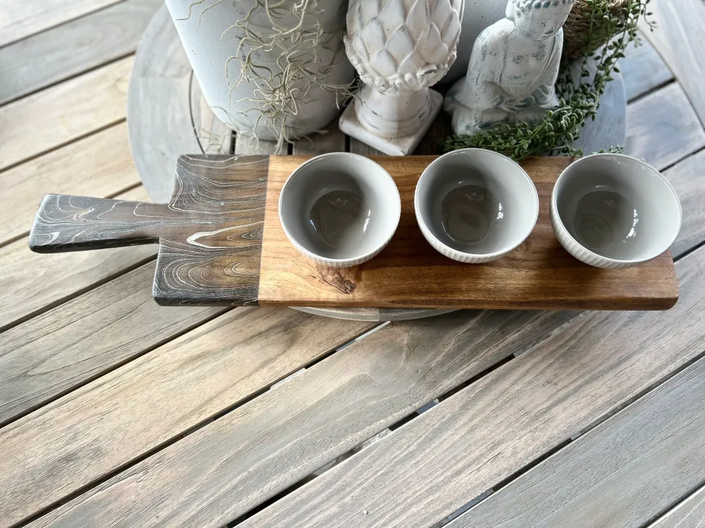 Serveerplank Brocante 59 cm met 3 schaaltjes