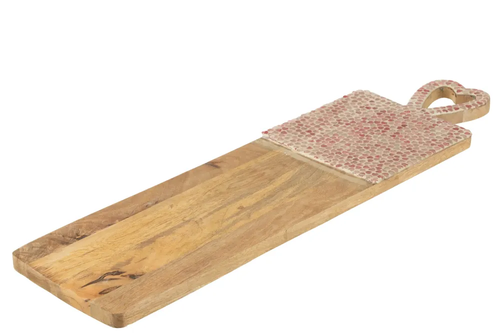 Serveerplank Hart Mozaïek Lang Mangohout Roze