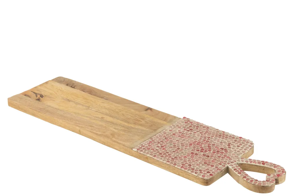 Serveerplank Hart Mozaïek Lang Mangohout Roze