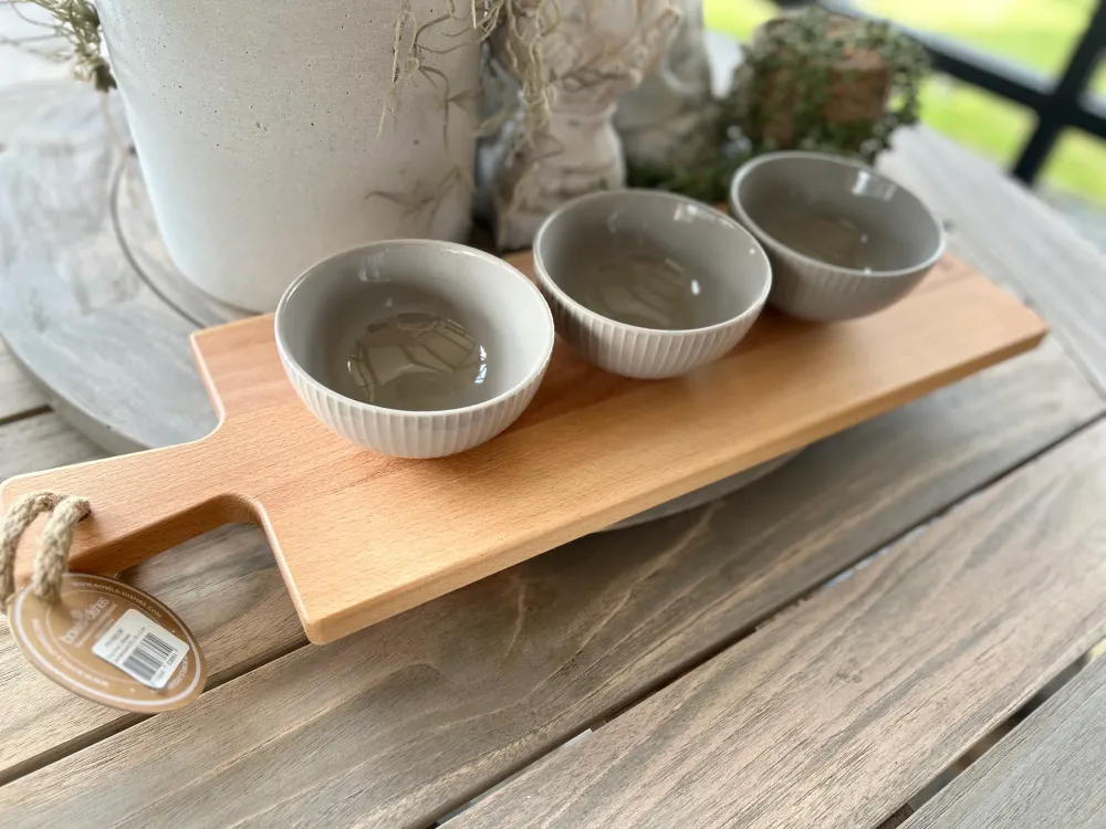 Serveerplank 59 cm inclusief schaaltjes