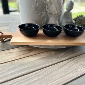 Serveerplank 59 cm met schaaltjes zwart
