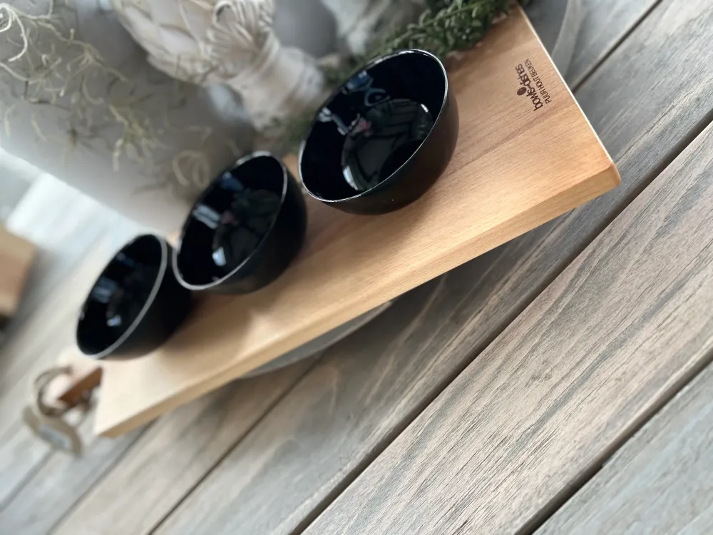 Serveerplank 59 cm met schaaltjes zwart