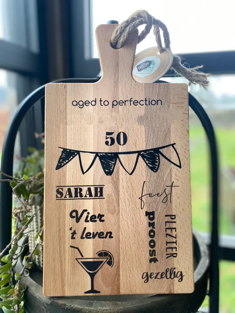 Serveerplank Sarah 34,5 cm beukenhout - gepersonaliseerd