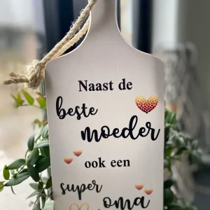 Serveerplankje 35 cm Beste moeder Wit met zwarte letters
