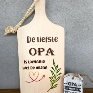 Serveerplankje 35 cm De liefste opa + houten hanger Opa