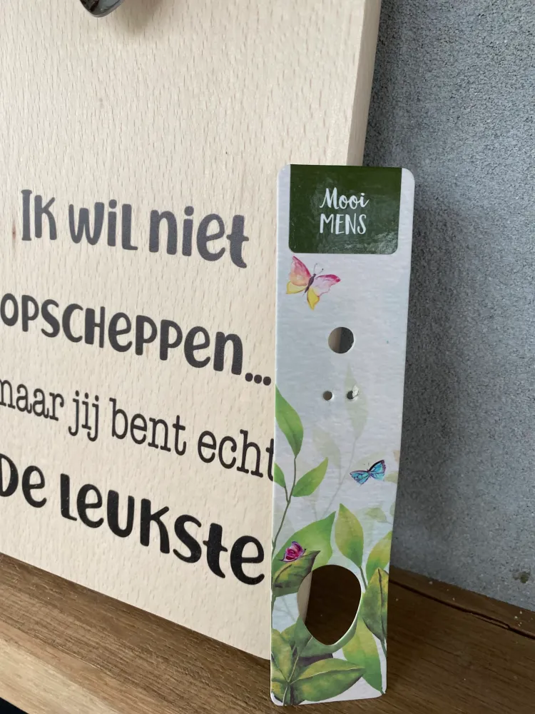 Serveerplankje met Lepeltje - Opscheppen De leukste - 35 cm - Hout - Metaal