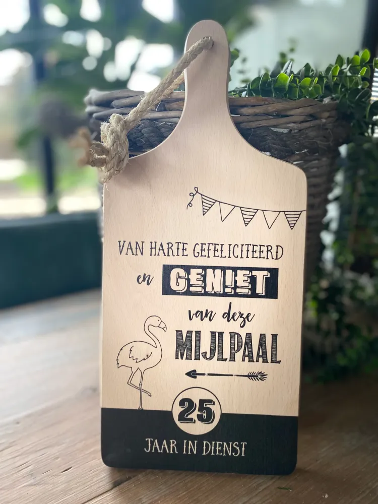 Serveerplankje Mijlpaal 25 jaar dienst
