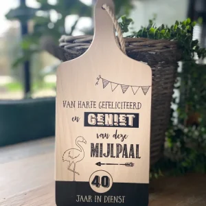 Serveerplankje Mijlpaal 40 jaar dienst - Gepersonaliseerd