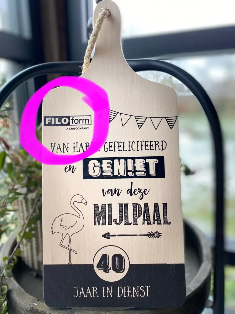 Serveerplankje Mijlpaal 25 jaar dienst - Gepersonaliseerd